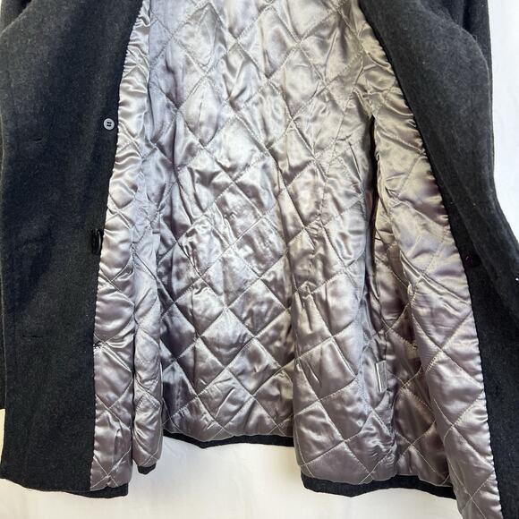 Calvin Klein Wool Blend Jacket Pea Coat Double Breasted Women 8 Black Warm - Picture 13 of 16